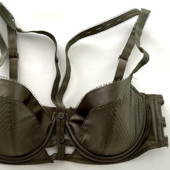 NWT - Chantal Thomas - Army Green Underwire Balconette Bra - 85D Fr / 32D US - Picture 6 of 7